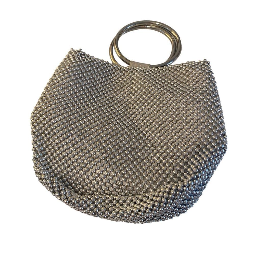 Beaded Metallic Mini Evening Dress Bag w/Ring Handles.